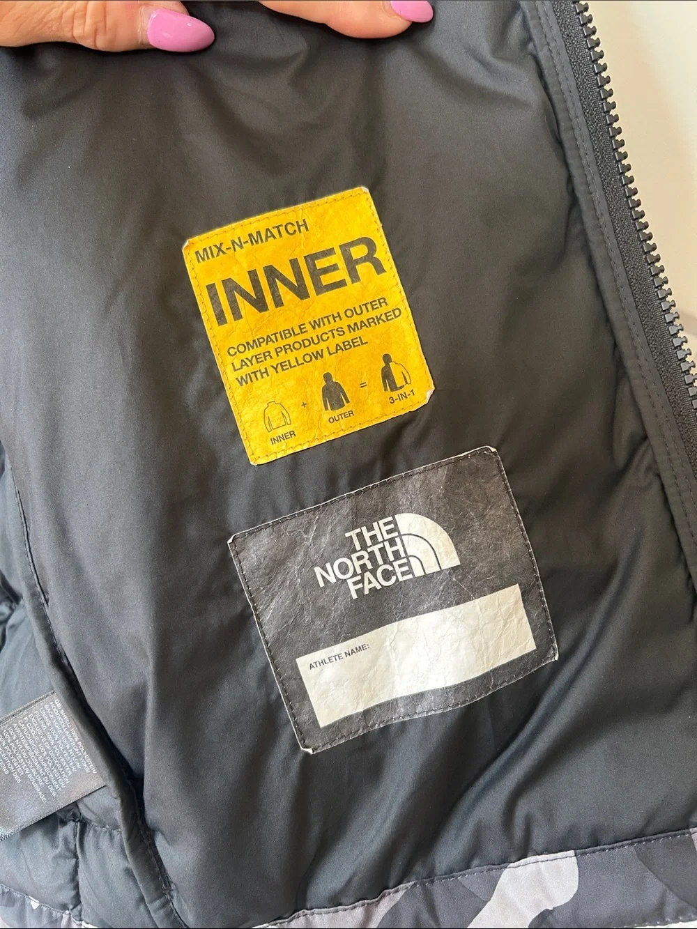 The North Face Men’s Black & Gray Camo Puffer Jacket